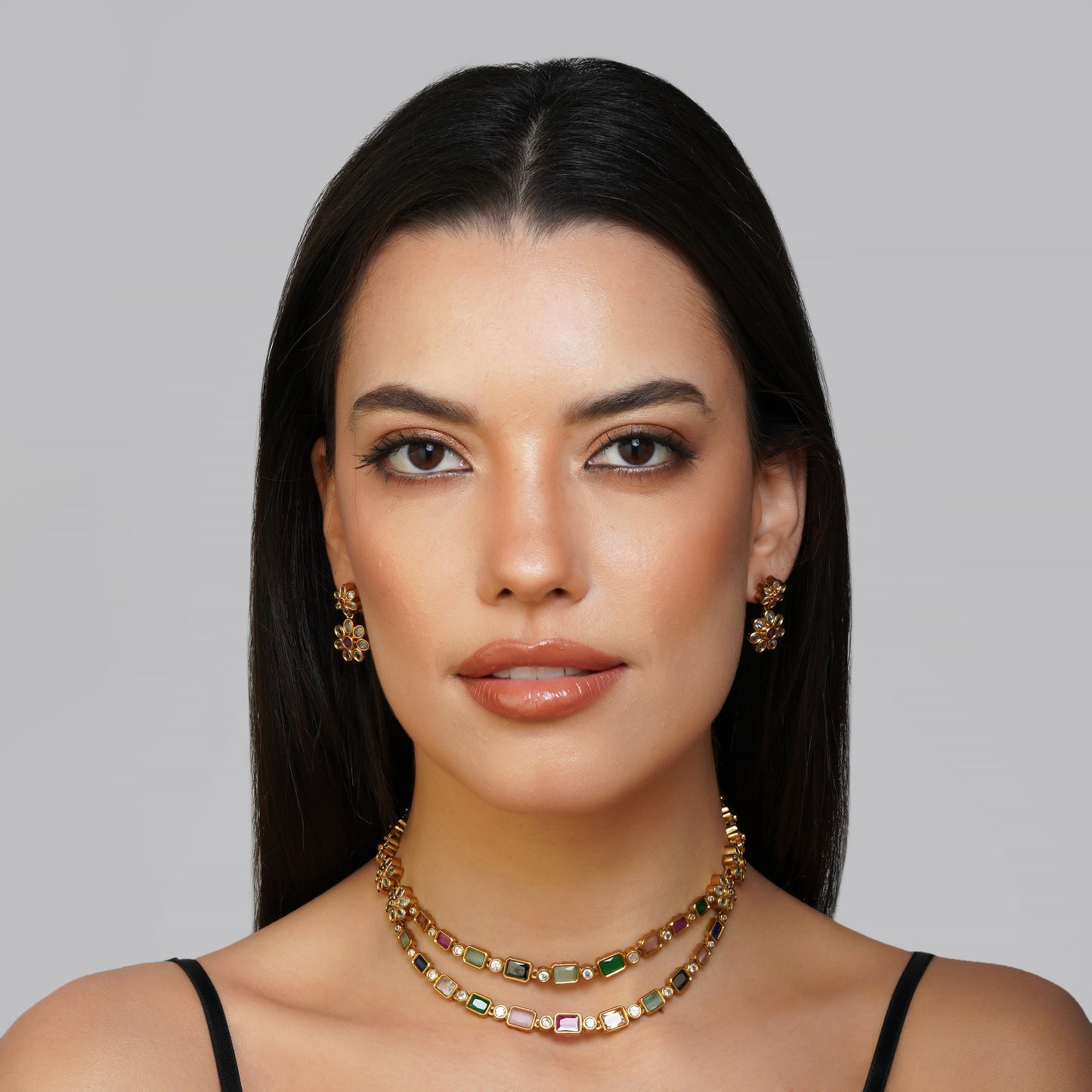 Aureate Chromatic Harmony Necklace Set Detail Shot | Traditional Jewellery | Saajo