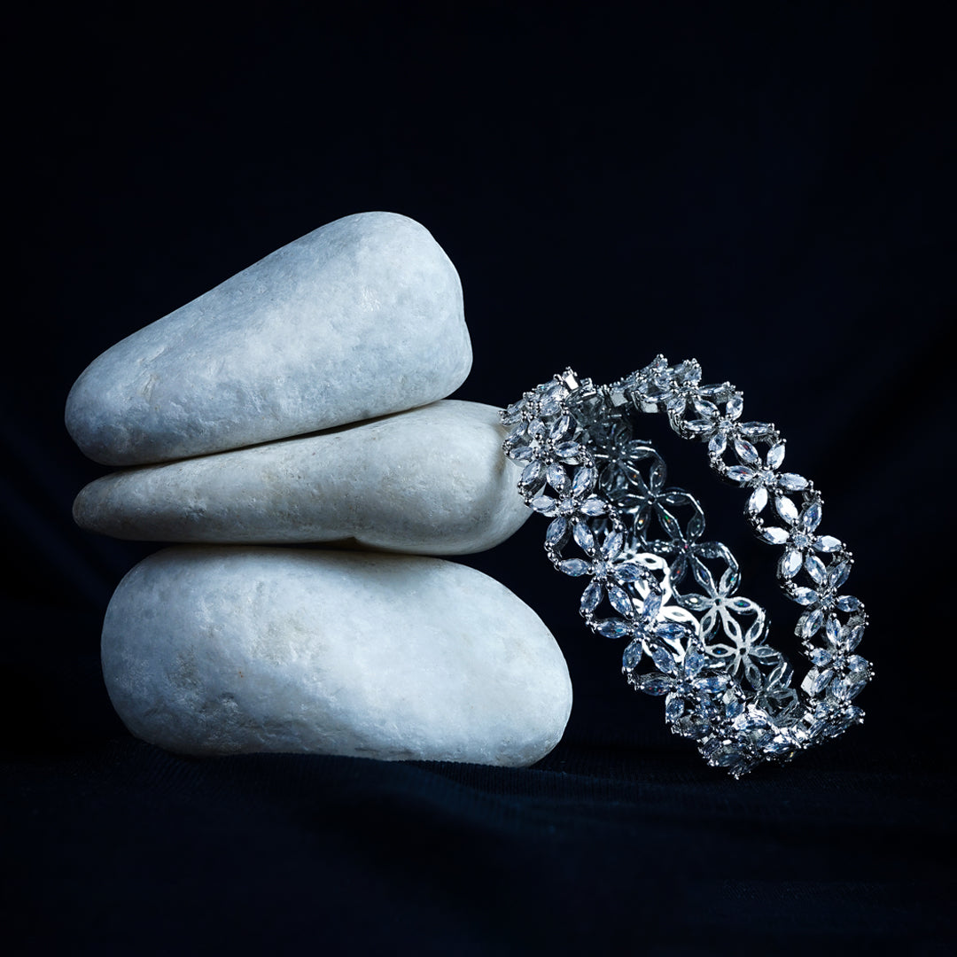 Celestial Petals American Diamond Bangles Set of 2