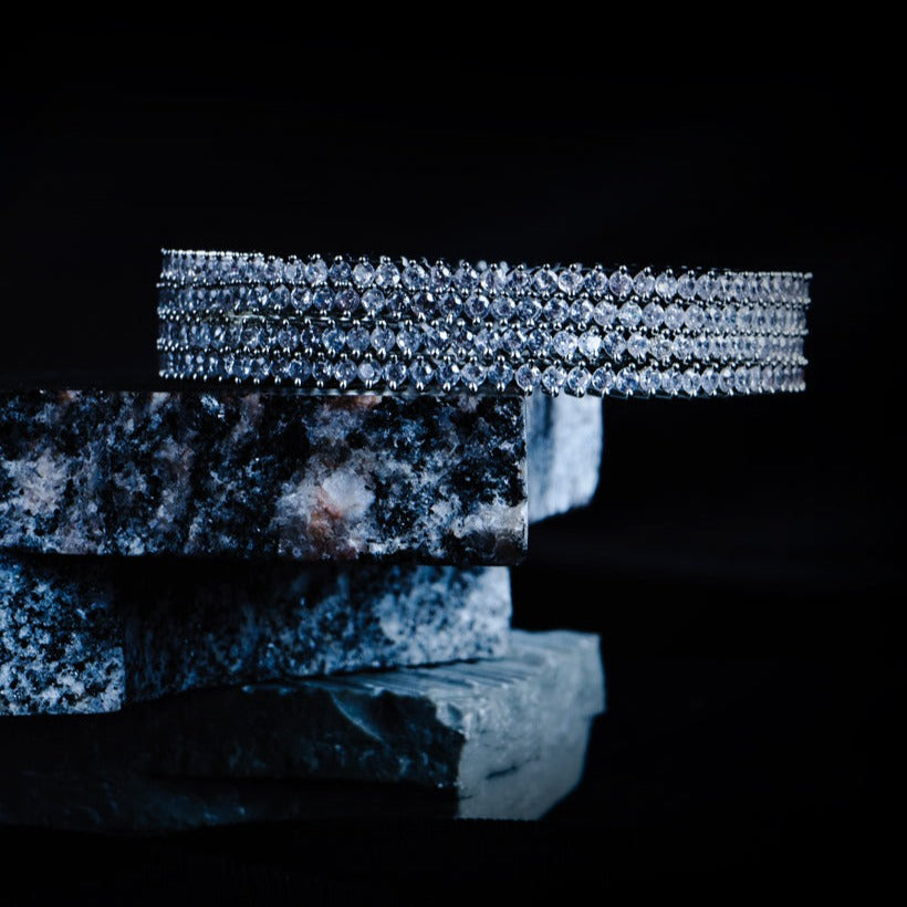 Moonlit Mirage American Diamond Bangles Set of 2