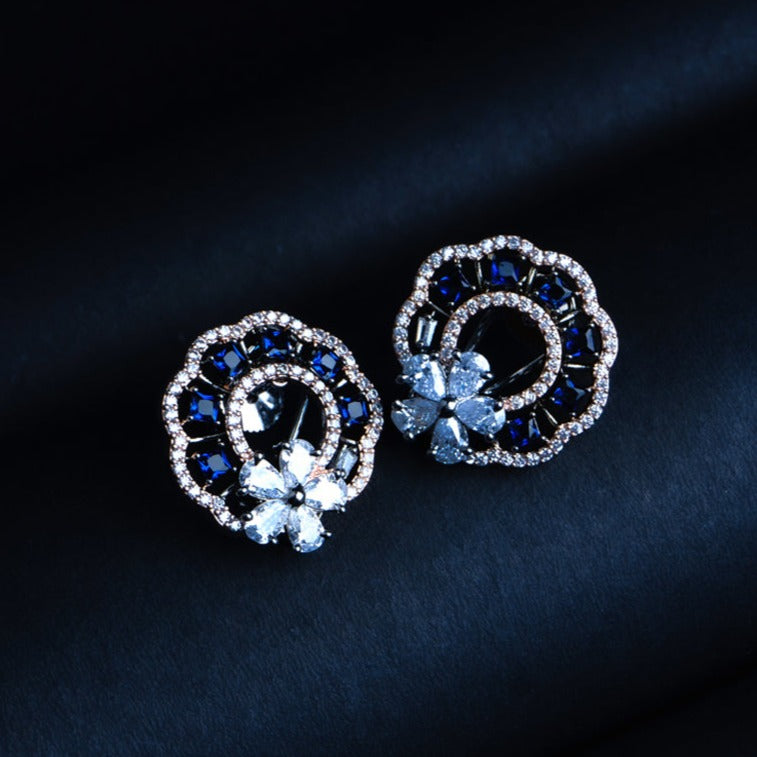 Jubilant Journey Blue CZ Stud Earrings Detail Shot | Traditional Jewellery | Saajo