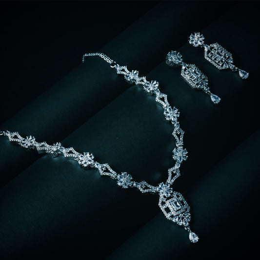 Sensual Stardust Embrace Necklace Set I  American Diamond | Premium Indian Jewellery | Saajo