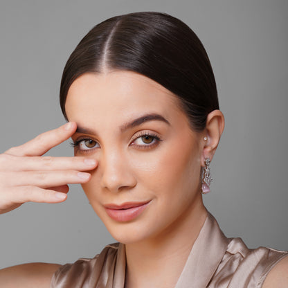 Blush Enchanted Forest Pink CZ Sparkle Earrings Styled Look | Indian Jewellery | Saajo