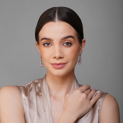 Blush Enchanted Forest Pink CZ Sparkle Earrings Detail Shot | Traditional Jewellery | Saajo