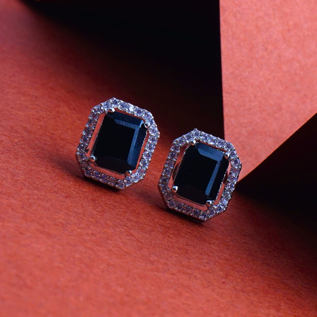 Equality Essence Black & Clear CZ Stud Earrings Styled Look | Indian Jewellery | Saajo