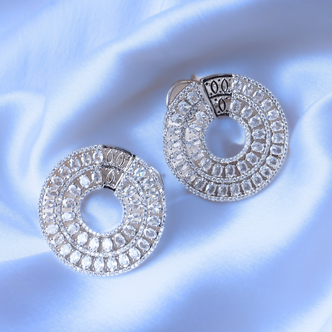 Opulent Orb Clear CZ Crystal Earrings Styled Look | Indian Jewellery | Saajo