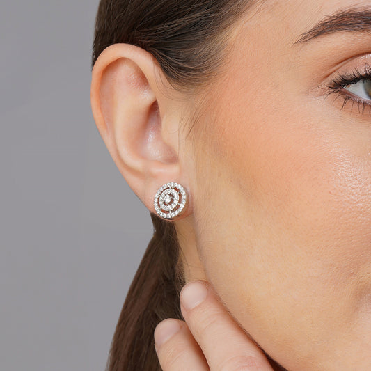 Diamond Essence White CZ Petite Circle Earrings | Premium Indian Jewellery | Saajo
