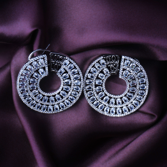 Opulent Orb Clear CZ Crystal Earrings | Premium Indian Jewellery | Saajo