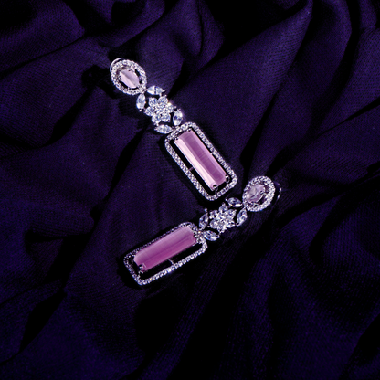 Chic Affair Blush Pink CZ Dangler Earrings | Premium Indian Jewellery | Saajo