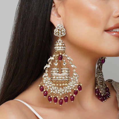 Ruby Knot Circlet Red CZ Elegance Earrings | Premium Indian Jewellery | Saajo