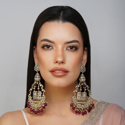 Ruby Knot Circlet Red CZ Elegance Earrings Styled Look | Indian Jewellery | Saajo