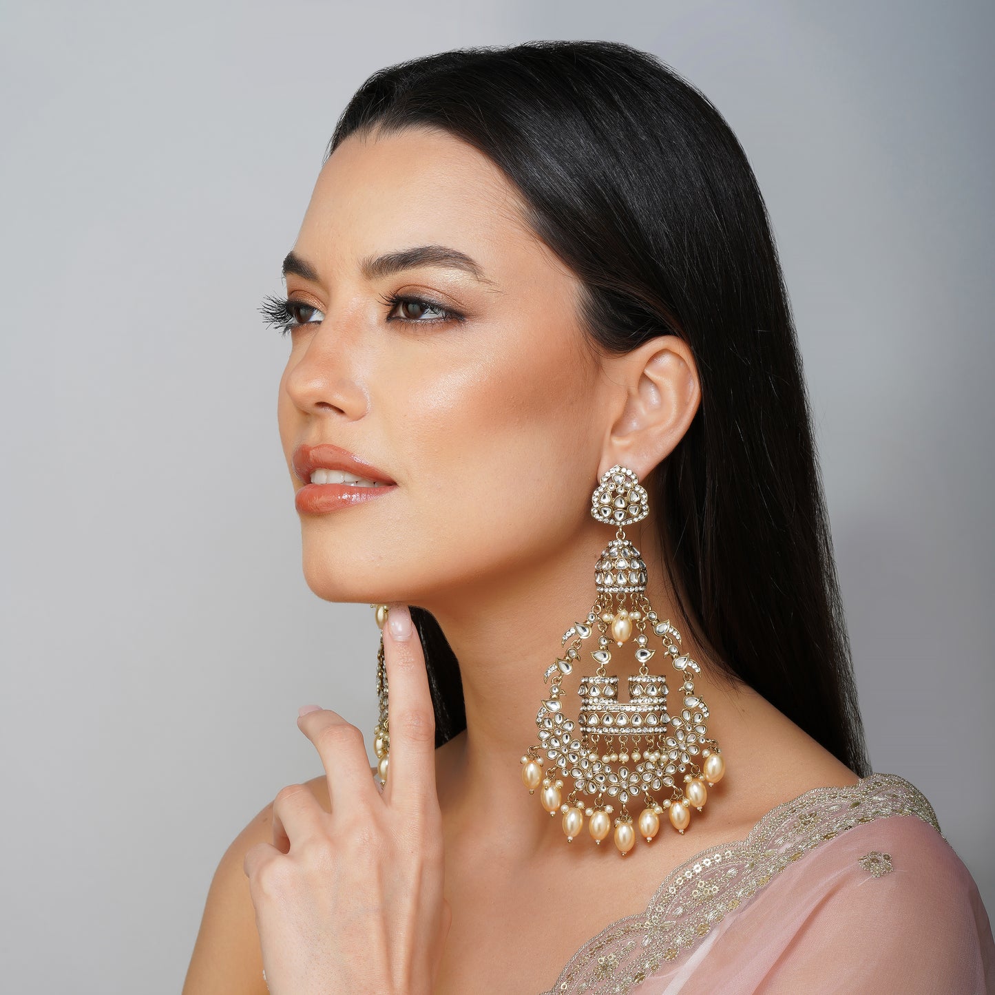 Aurora Stellar Blossom Gold CZ Whirl Earrings | Premium Indian Jewellery | Saajo