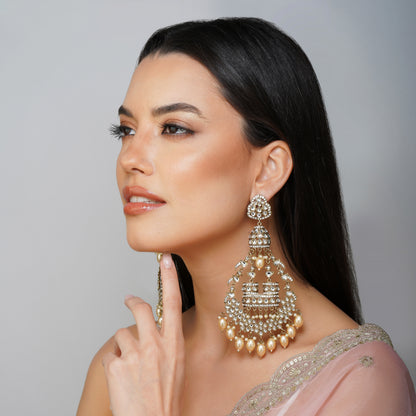 Aurora Stellar Blossom Gold CZ Whirl Earrings | Premium Indian Jewellery | Saajo