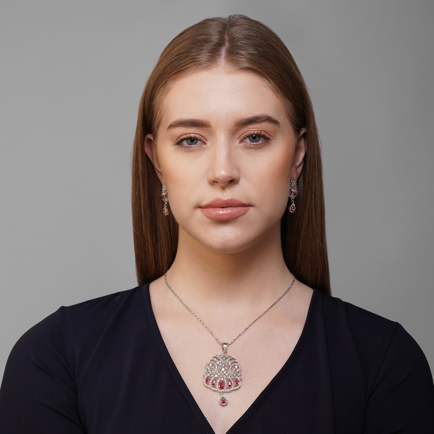 Crimson Serenity Heritage Necklace Detail Shot | Traditional Jewellery | Saajo