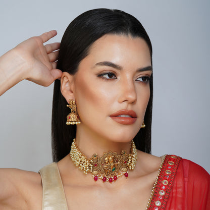 Radiant Rasa Leela Gold Choker Necklace Set Styled Look | Indian Jewellery | Saajo