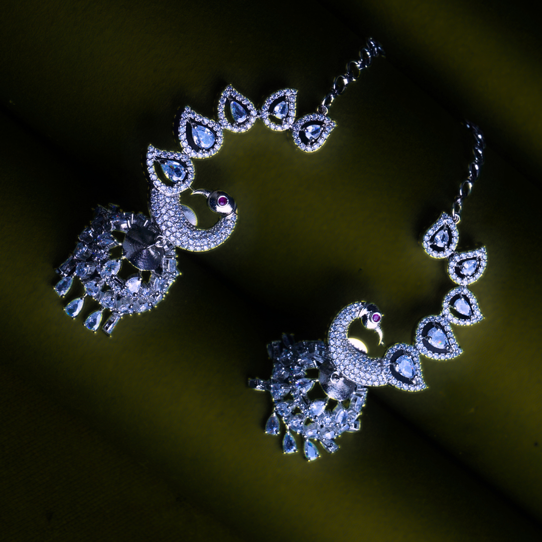 Icybreeze Sparkle White CZ Jhumka Earrings Detail Shot | Traditional Jewellery | Saajo