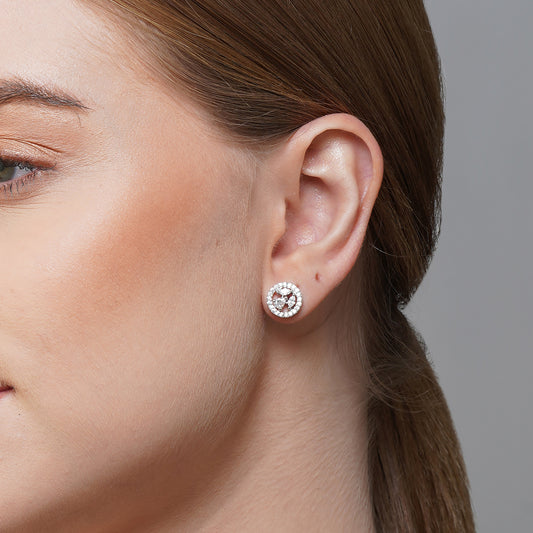 Ethereal Elegance White CZ Diamond Circlet Earrings | Premium Indian Jewellery | Saajo