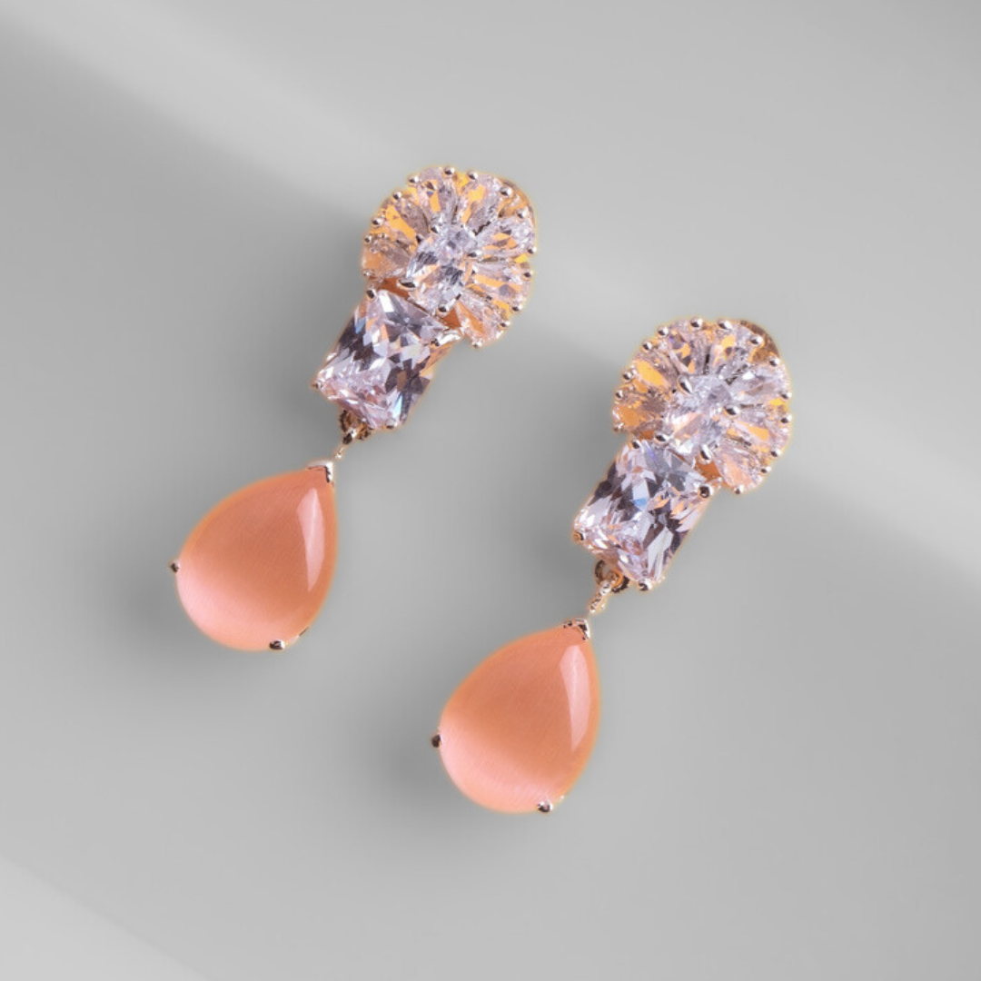 Divine Adoration Blush Pink CZ Earrings | Premium Indian Jewellery | Saajo