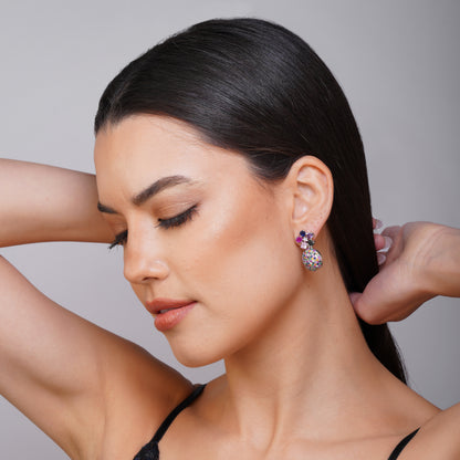 Aurora Starlight Orbit Multicolour CZ Earrings Styled Look | Indian Jewellery | Saajo