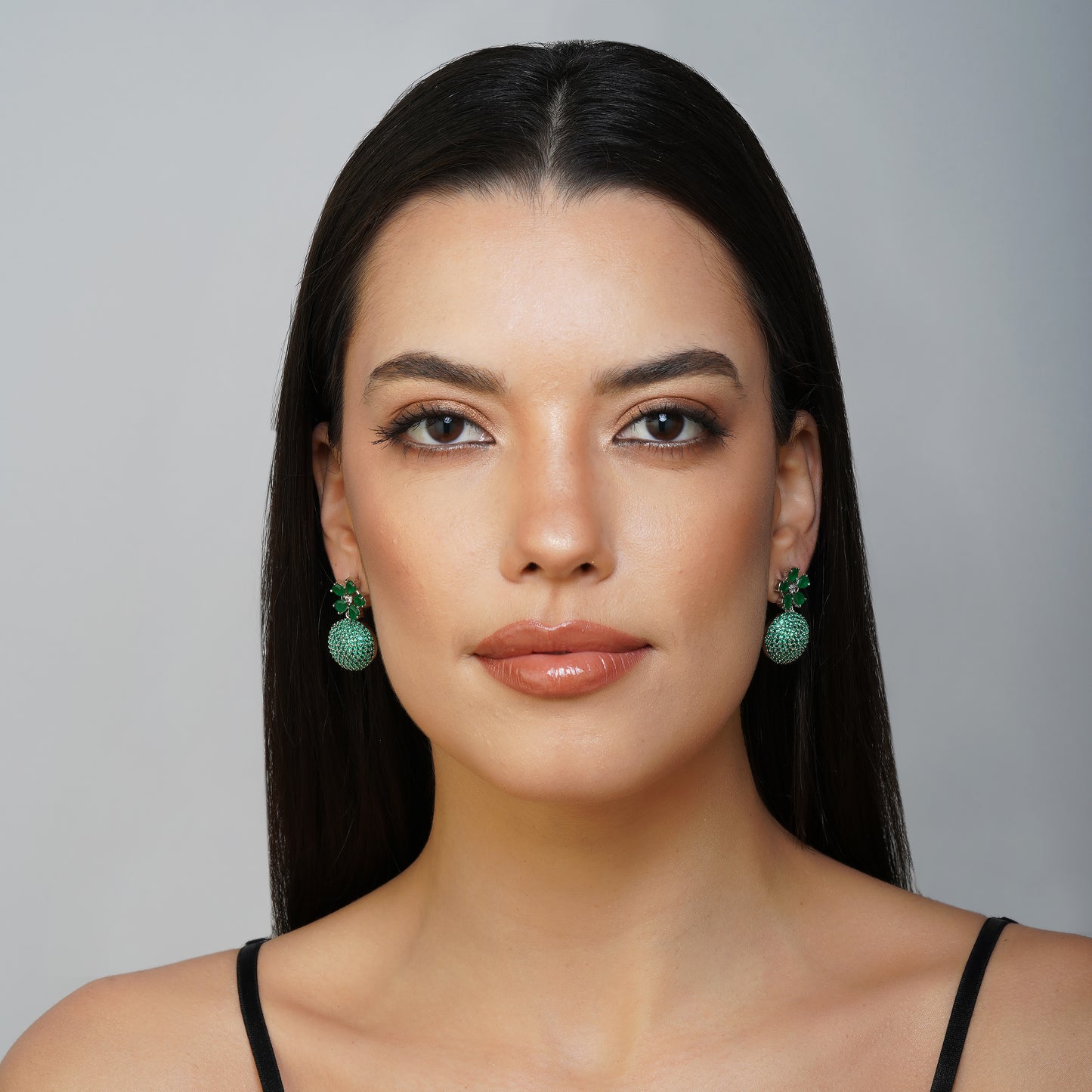 Delicate Bloom Green CZ Disco Drop Earrings Styled Look | Indian Jewellery | Saajo
