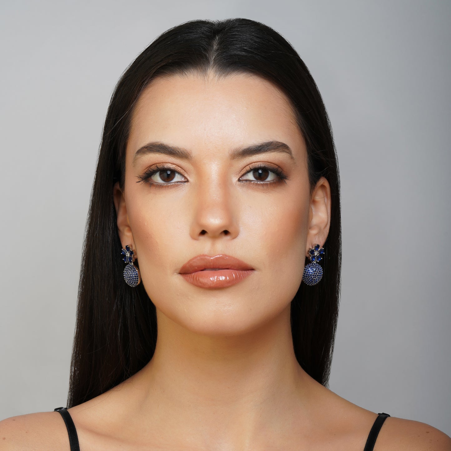 Delicate Bloom Azure Blue CZ Disco Drop Earrings Styled Look | Indian Jewellery | Saajo