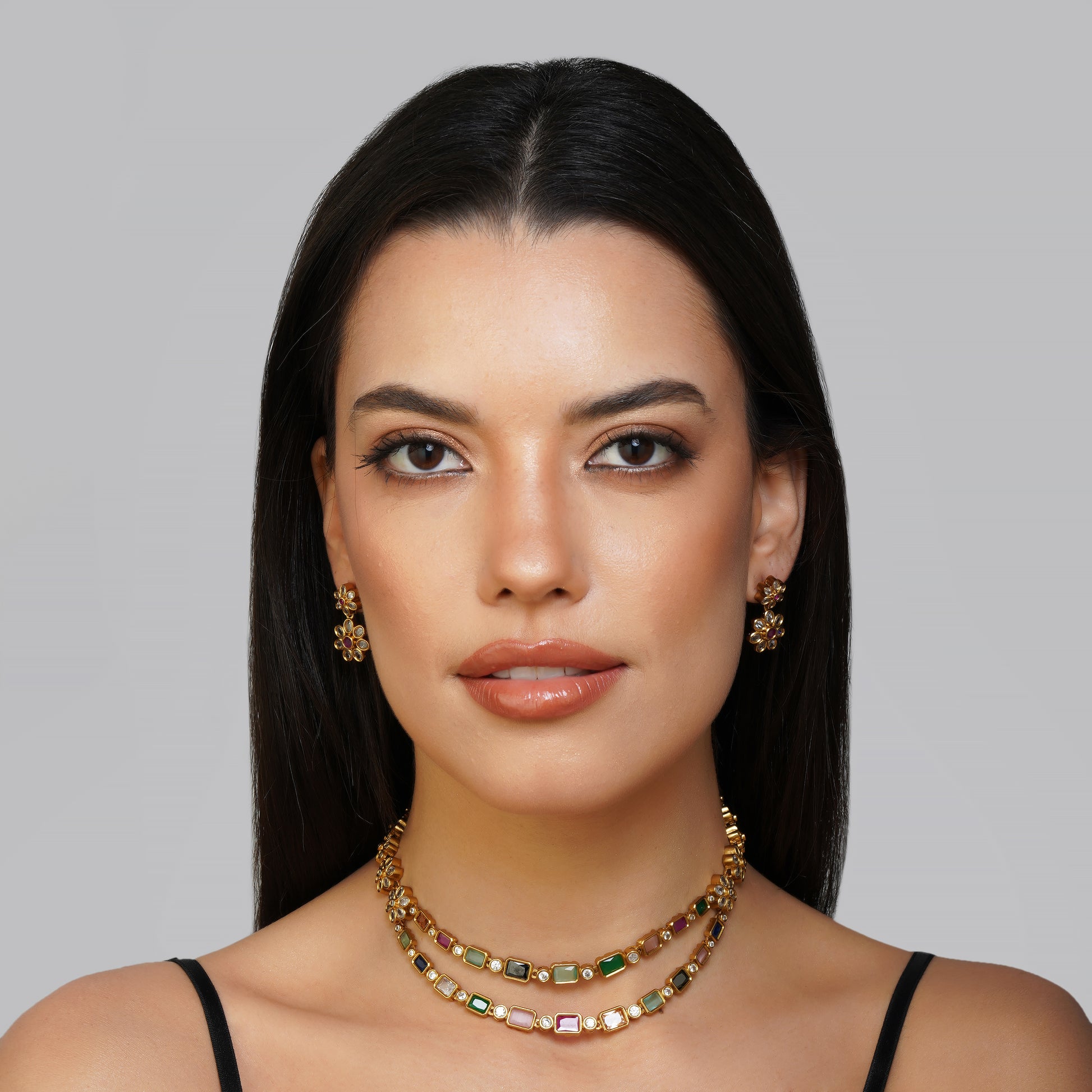 Aureate Chromatic Harmony Necklace Set Detail Shot | Traditional Jewellery | Saajo