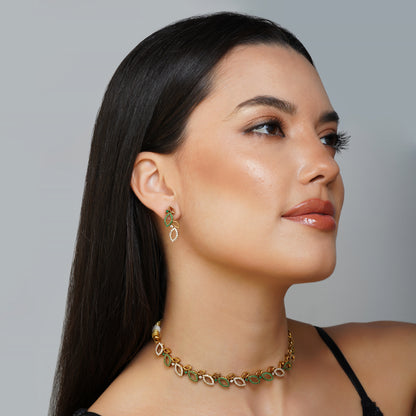 Leafy Whispers Gemmed Necklace Set Styled Look | Indian Jewellery | Saajo