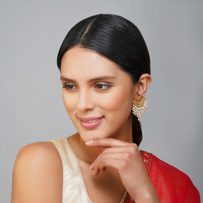Ivory Elegance White & Gold Radiance Earrings Styled Look | Indian Jewellery | Saajo