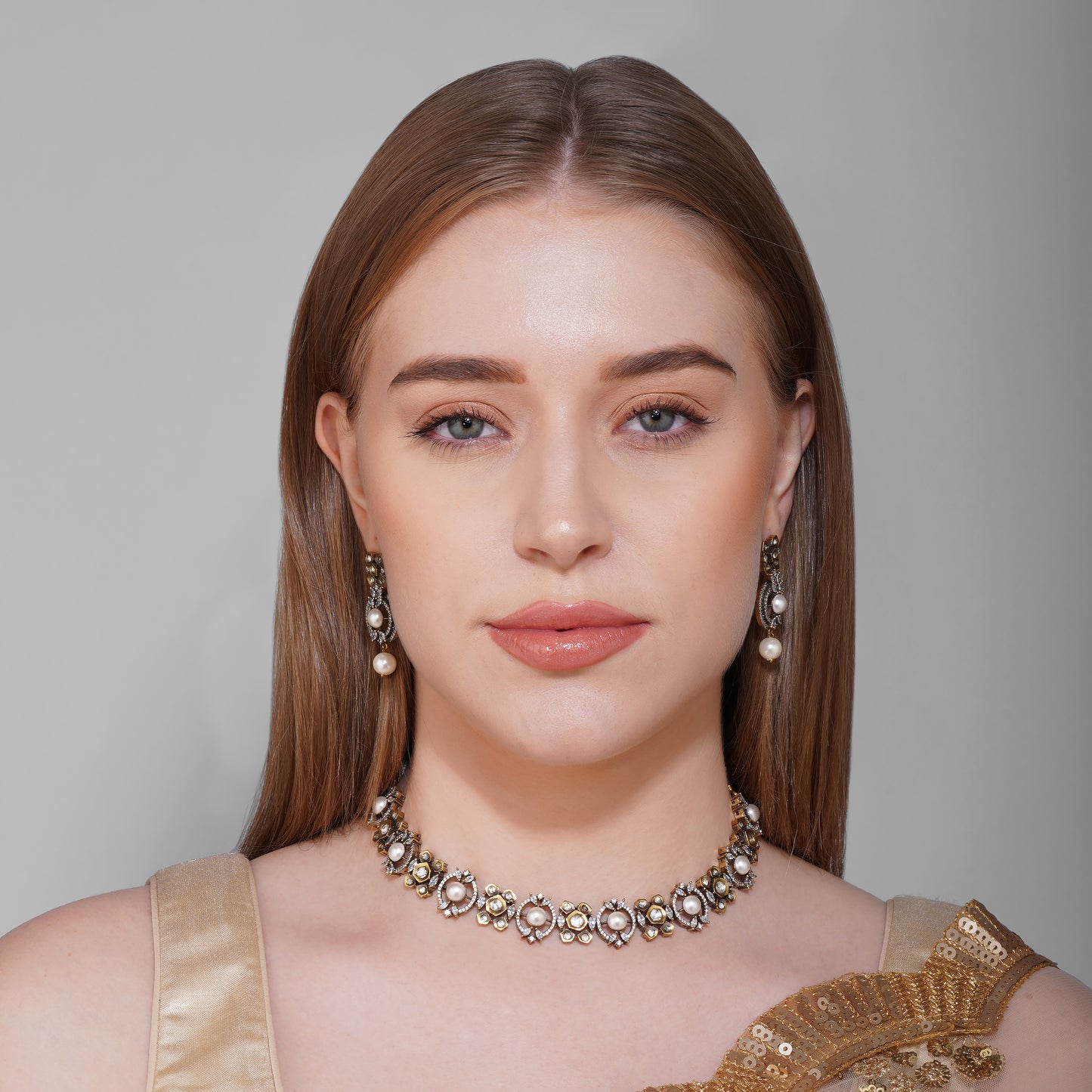 Kundan Cascade Mehendi Elegance Necklace Set Styled Look | Indian Jewellery | Saajo