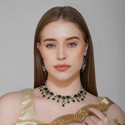 Emerald Blooms Mehendi Ensemble Necklace Styled Look | Indian Jewellery | Saajo