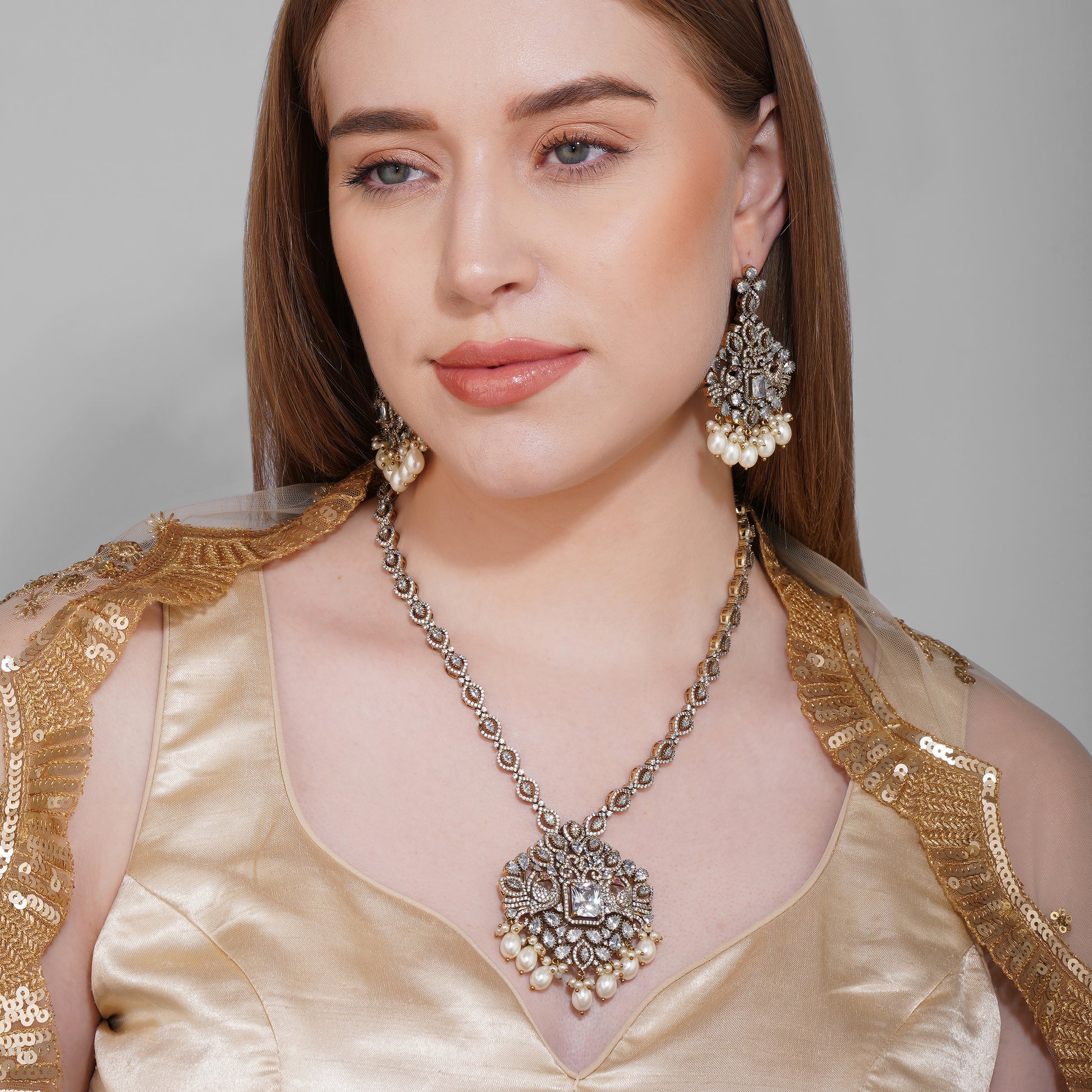 Majestic Feathered Symphony Necklace Set Styled Look | Indian Jewellery | Saajo