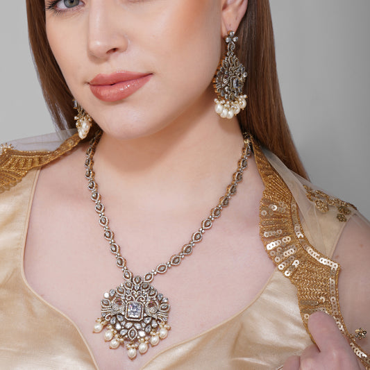Majestic Feathered Symphony Necklace Set | Premium Indian Jewellery | Saajo