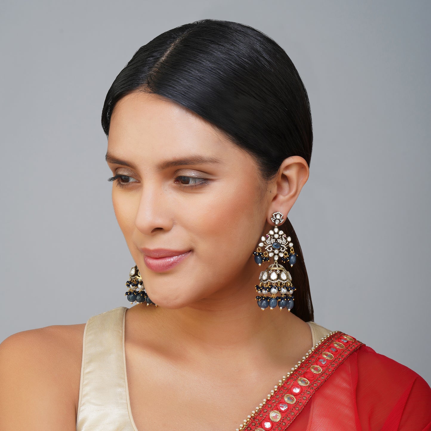 Violet Horizon Kundan Dangler Jhumka