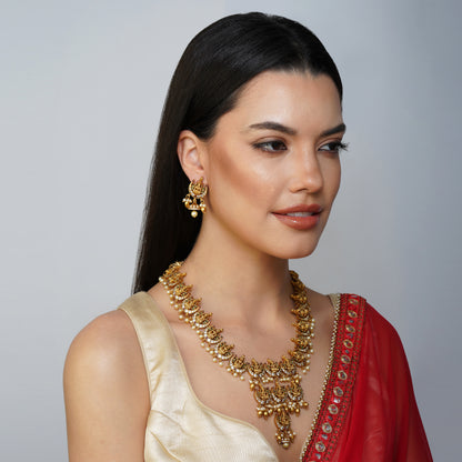 Ethereal Laxmi Radiance Divine Necklace Set Detail Shot | Traditional Jewellery | Saajo