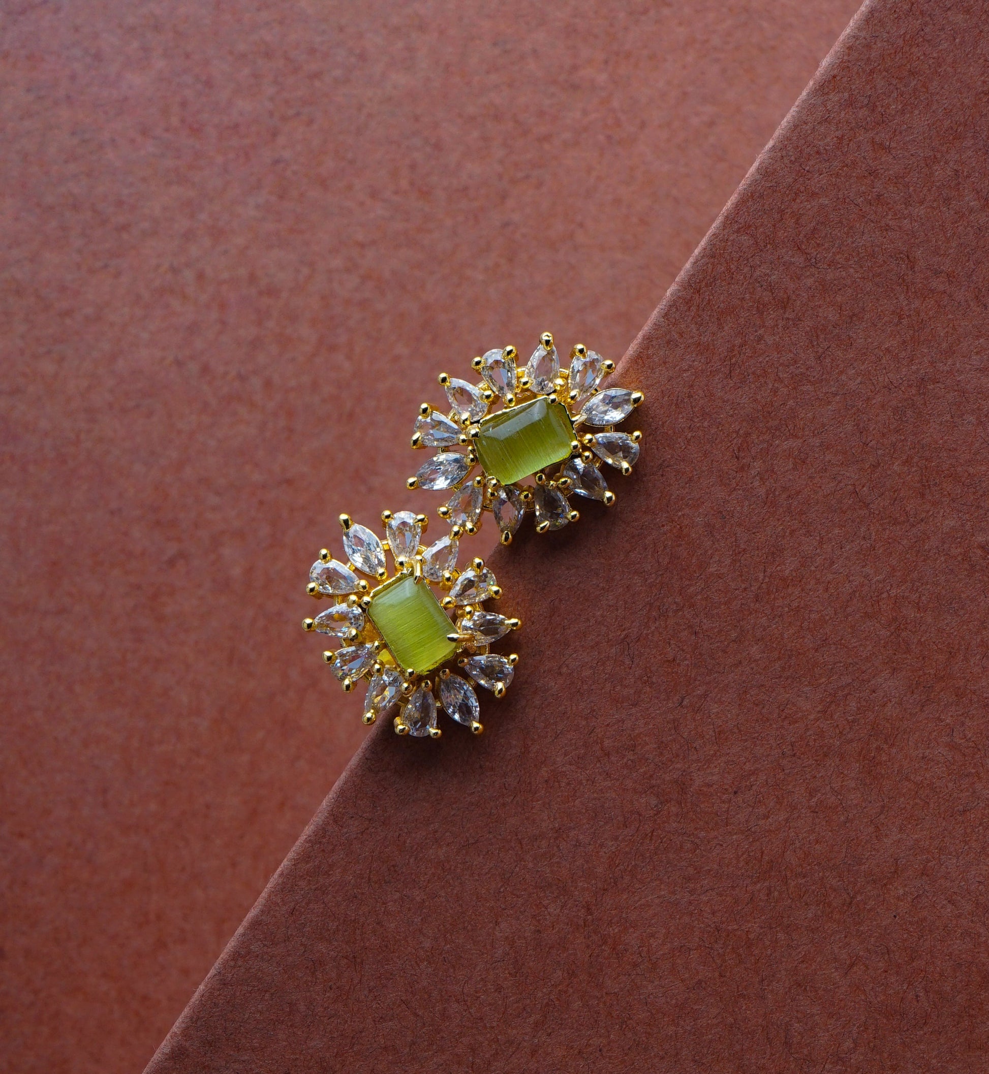 Fearless Flourish Lime Stud Earrings Detail Shot | Traditional Jewellery | Saajo