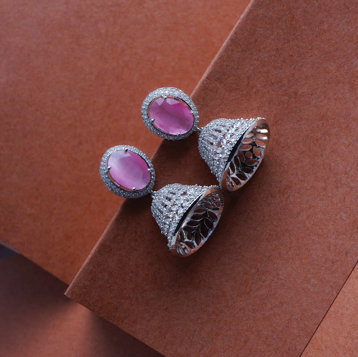 Fearless Feminine Bubblegum Jhumka Earrings Detail Shot | Traditional Jewellery | Saajo