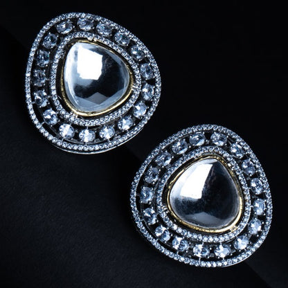 Business Diva Kundan Clear CZ Stud Earrings Styled Look | Indian Jewellery | Saajo