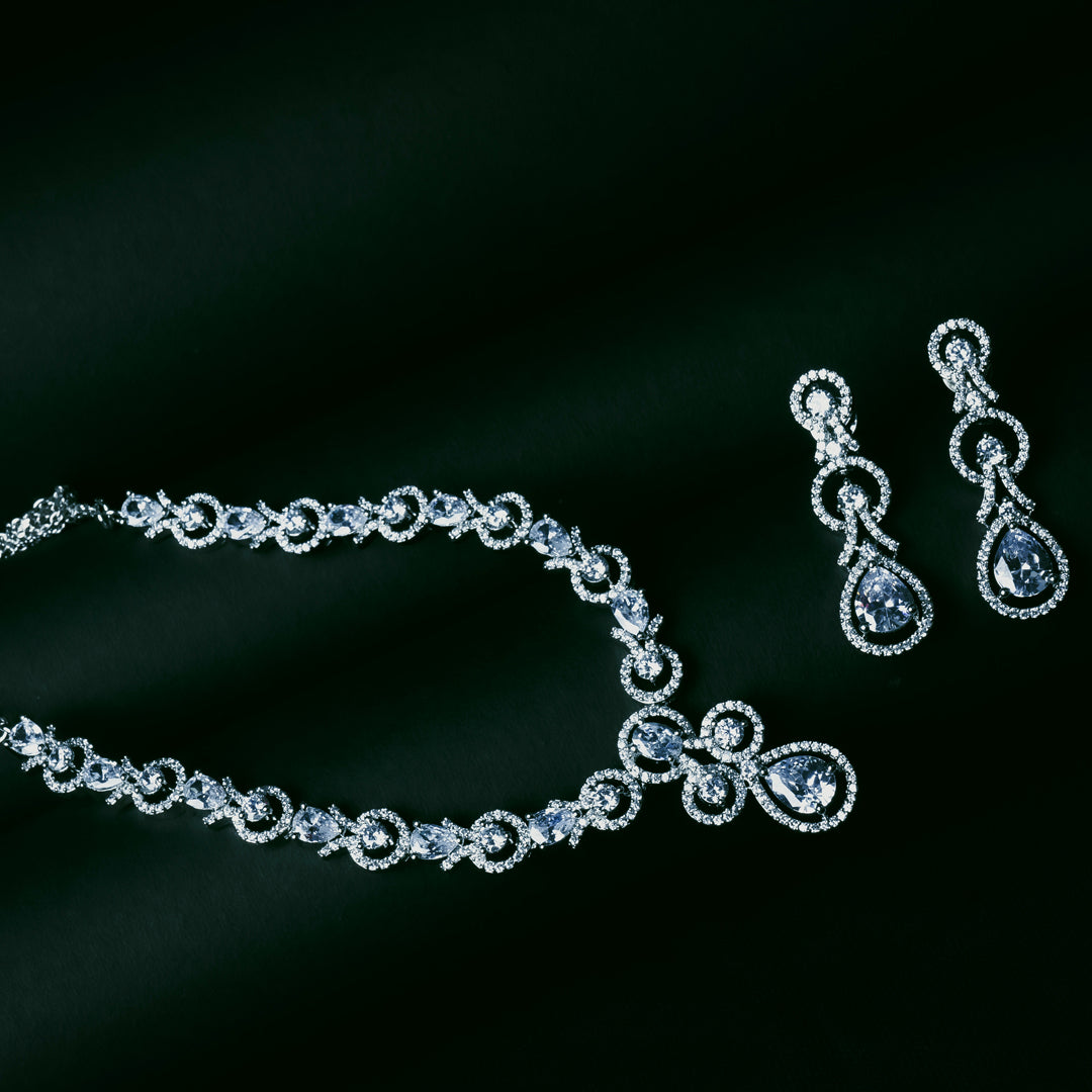 Luminous Tranquility  American Diamond Necklace Set Styled Look | Indian Jewellery | Saajo