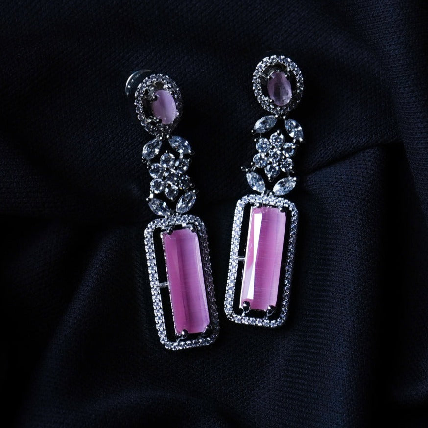 Chic Affair Blush Pink CZ Dangler Earrings Styled Look | Indian Jewellery | Saajo