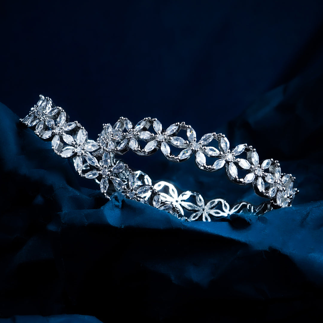 Celestial Petals American Diamond Bangles Set of 2