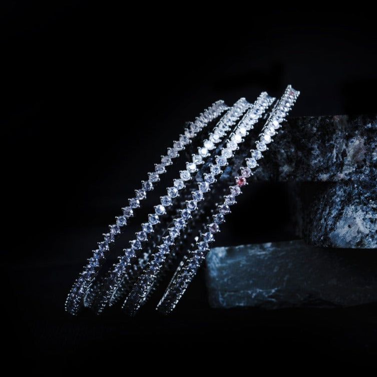 Moonlit Mirage American Diamond Bangles Set of 2