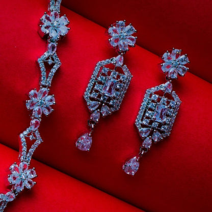 Sensual Stardust Embrace Necklace Set I  American Diamond Close Up | Indian Jewellery | Saajo