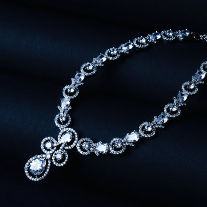Luminous Tranquility  American Diamond Necklace Set Close Up | Indian Jewellery | Saajo