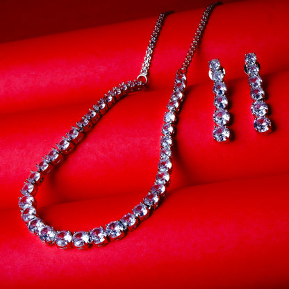 American Diamond choker necklace set detail — Indian ethnic jewelry