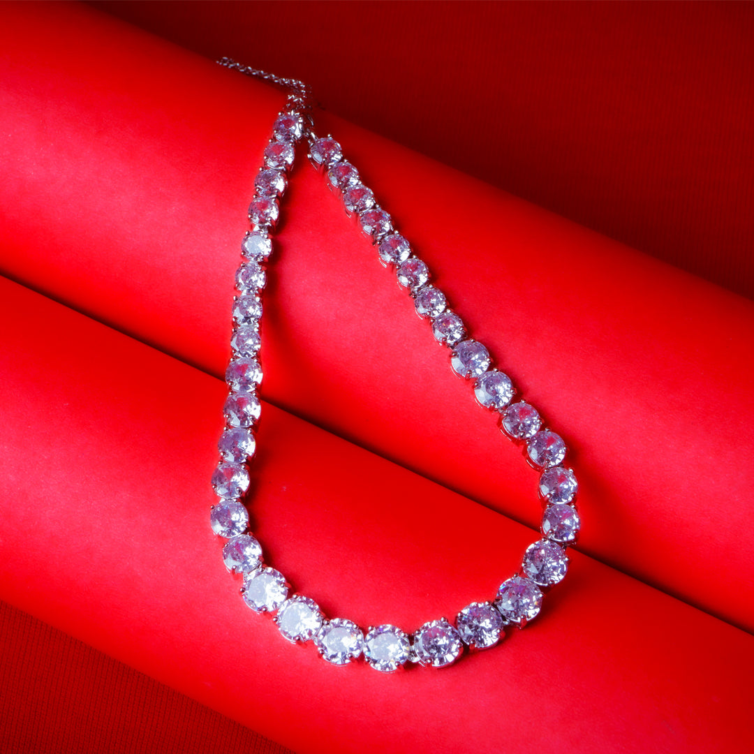 Clear CZ choker necklace set styled look — Indian wedding jewelry