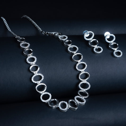 Dainty Delight Gold & Silver American Diamond Necklace Set | Premium Indian Jewellery | Saajo