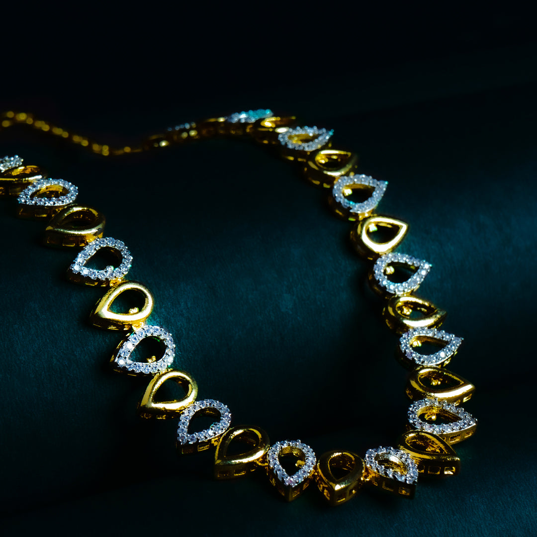 Love Your Soul Necklace Set I  American Diamond I Cubic Zirconia Detail Shot | Traditional Jewellery | Saajo