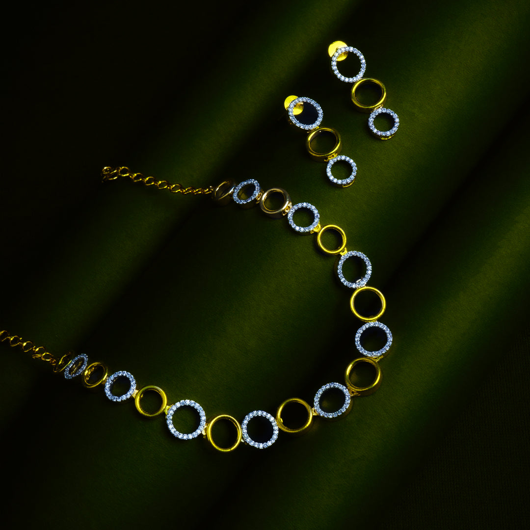 Captivating Crescendo Silver & Gold American Diamond Necklace Set Styled Look | Indian Jewellery | Saajo