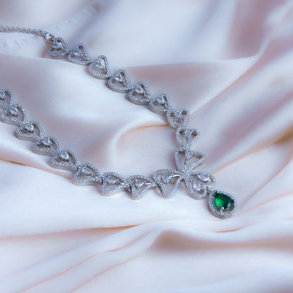 Enchanted Clover Green American Diamond Necklace Set Styled Look | Indian Jewellery | Saajo