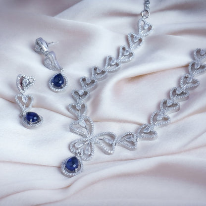Moonlit Ocean Embrace  American Diamond Necklace Set | Premium Indian Jewellery | Saajo