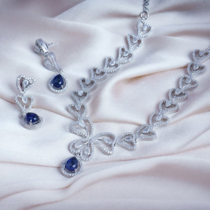 Moonlit Ocean Embrace  American Diamond Necklace Set Styled Look | Indian Jewellery | Saajo